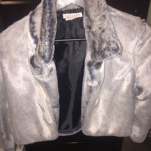Women’s silver grey faux fur jacket